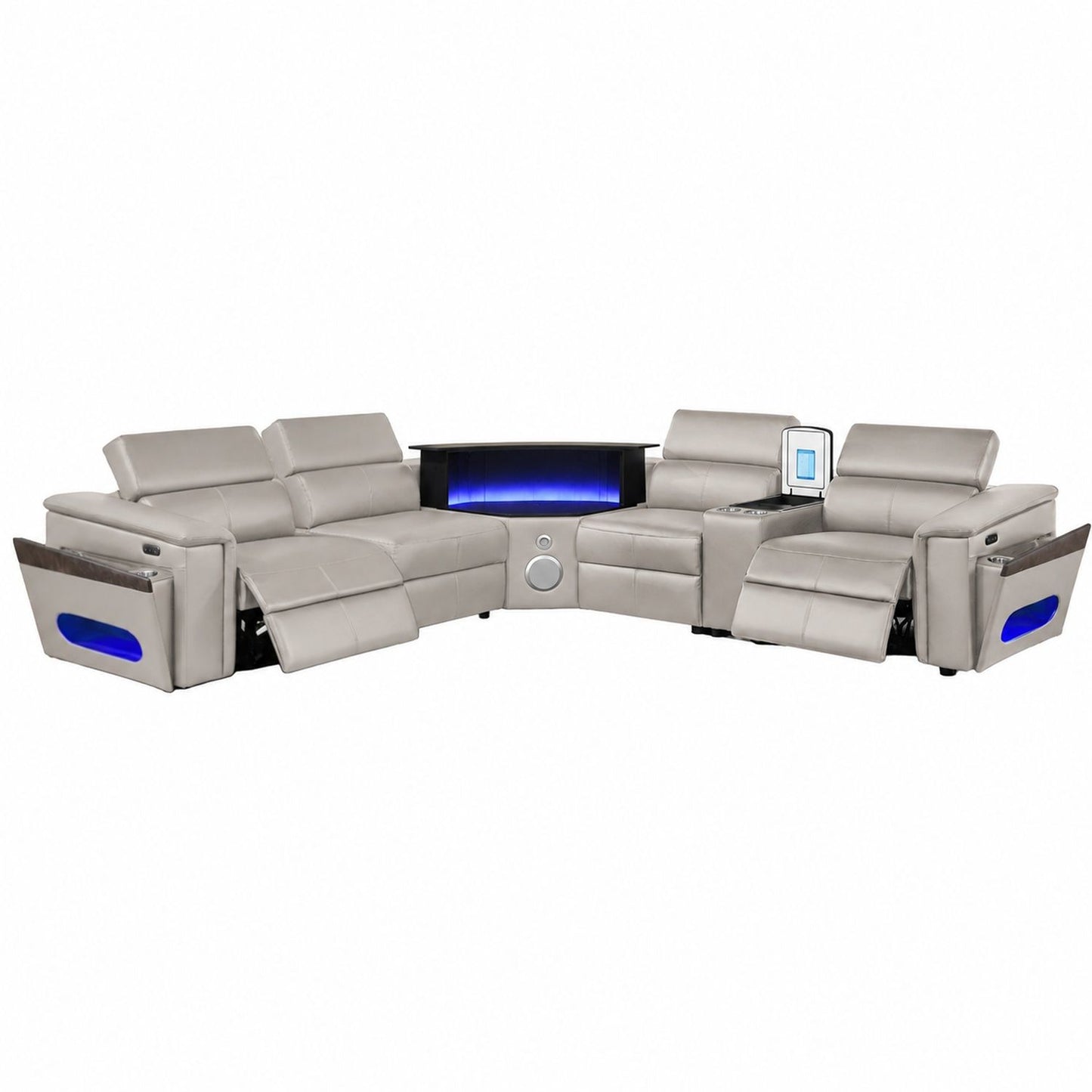 Nova - Sectional With Bluetooth Speaker, LED And Lifting Wine Cabinet