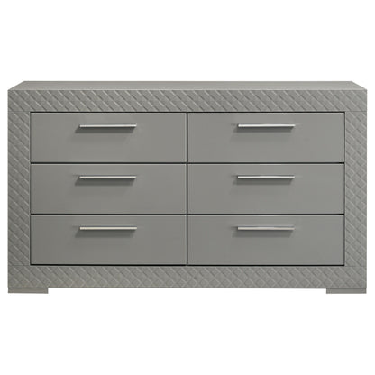 Ives - 6-Drawer Dresser Cabinet - Gray High Gloss