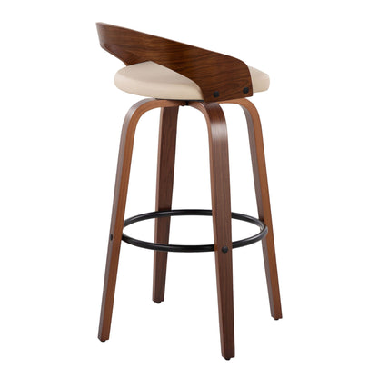 Grotto - Mid Century Modern Fixed Height Barstool & Swivel With Round Footrest (Set of 2)