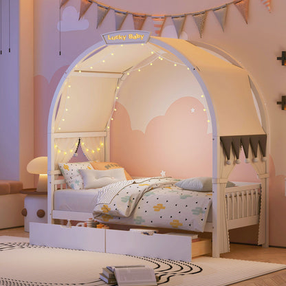 Bed With Arched Roof And 2 Drawers