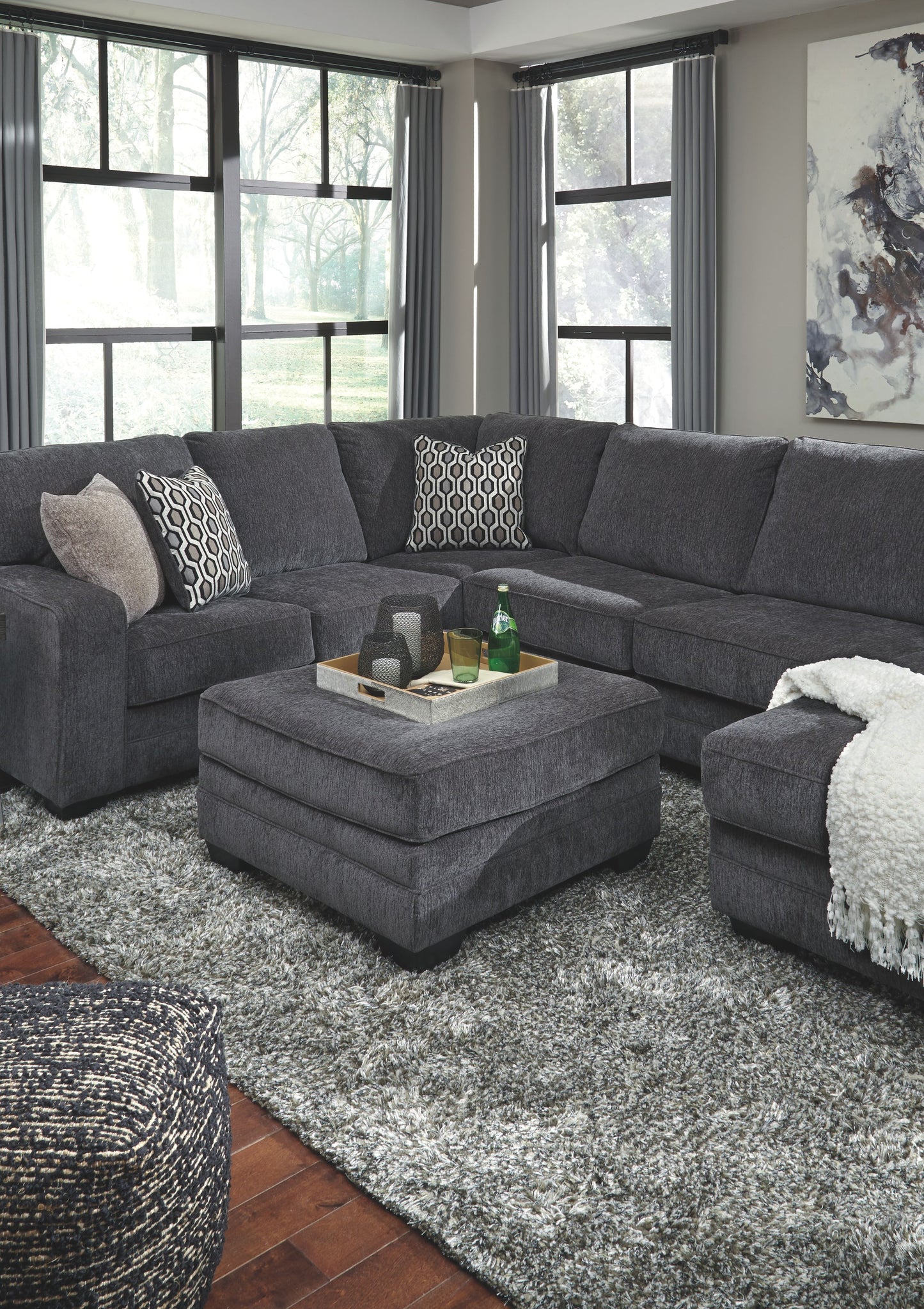 Tracling - Slate - Oversized Accent Ottoman