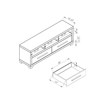 TV Stand, Home Entertainment Console With 2 Drawers, 3 Shelves - White