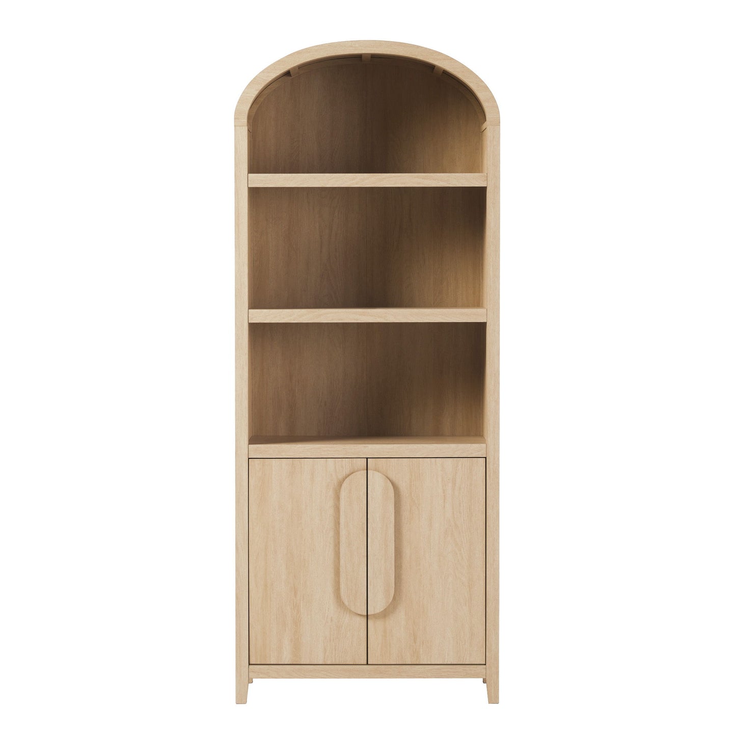 Modern 3 Shelf Open Arched Bookcase Cabinet