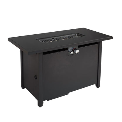 Outdoor Fire Pit Table Durable Construction With Lid - Black