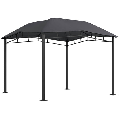 Outsunny - 10' x 10' Soft Top Patio Gazebo Outdoor Canopy With Unique Geometric Design Roof, All-Weather Steel Frame - Gray