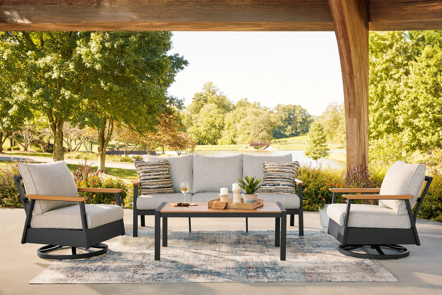 Carlsbad Beach - Sofa, Chairs, Table Set (Set of 4) - Dark Brown