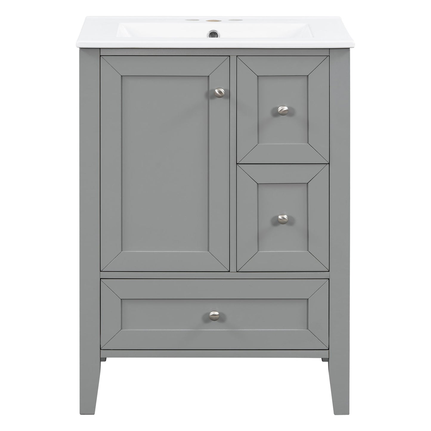 Modern Bathroom Vanity With Sink, Freestanding Cabinet With Drawers And Shelves