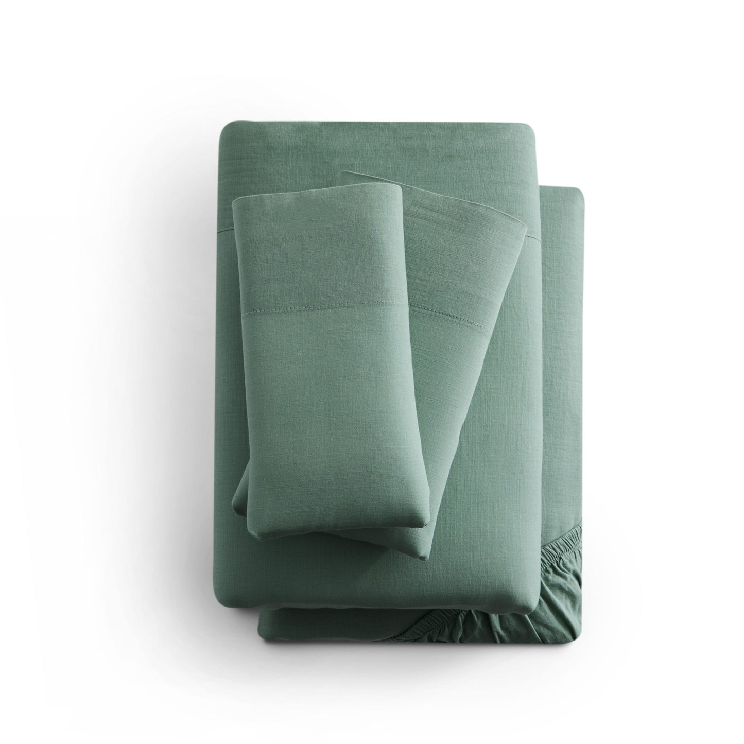 Linen-Weave Cotton Twin Long Sheet Set - Sage