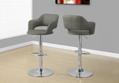 Bar Stool, Swivel, Adjustable Height, Contemporary, Modern - Gray