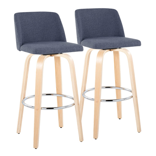 Toriano - Contemporary Fixed Height Barstool & Swivel With Round Footrest (Set of 2)