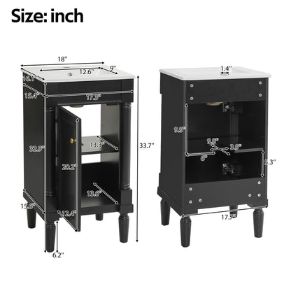 French Style Bathroom Cabinet With Sink, Adjustable Shelf