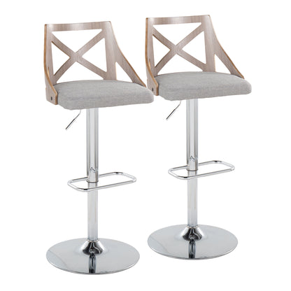 Charlotte - Farmhouse Adjustable Height Barstool With Swivel Rounded Rectangle Footrest (Set of 2)