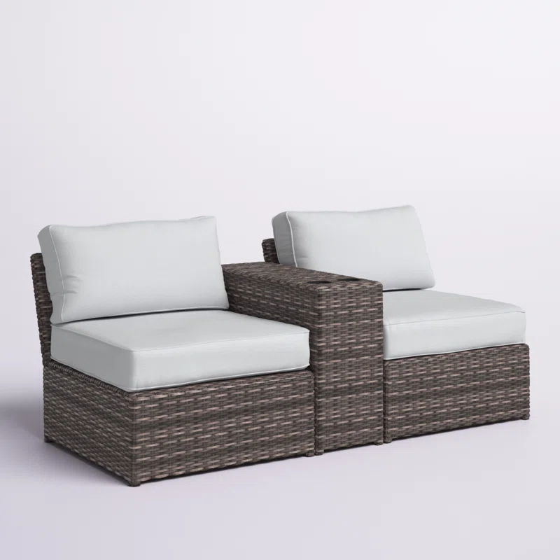 2 Person Seating Set & Cushions - Brown / Gray