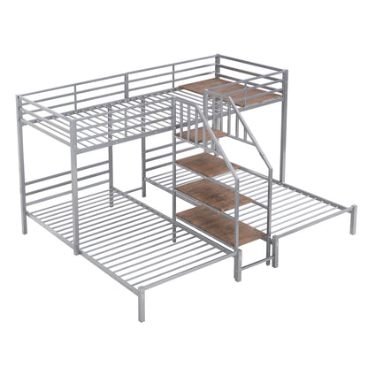 Metal Bunk Bed With Storage Shelves Staircase