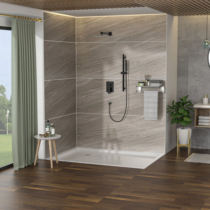 Wall Mounted Square Shower System With Adjustable Slide Bar, Rainfall Shower Head, 10 " - Oil-Rubbed Bronze