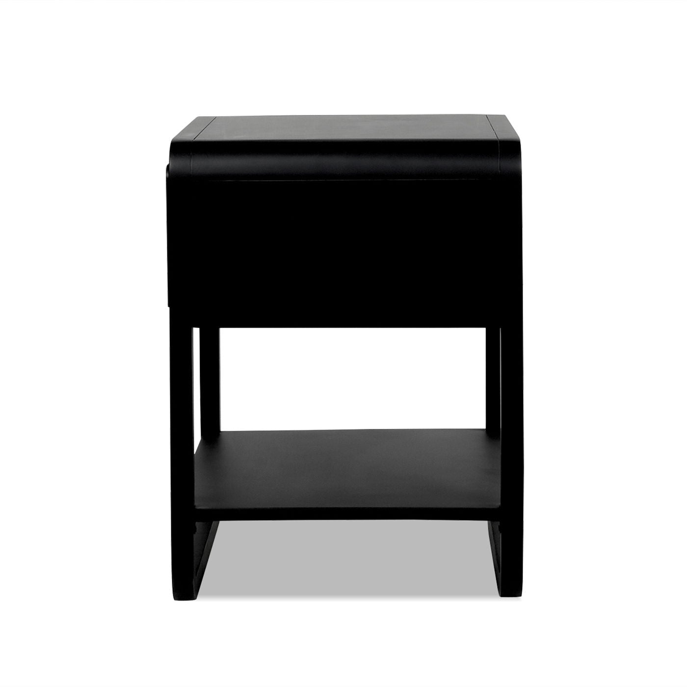 Inglot - Modern Webbed Storage Side Table - Black Oak