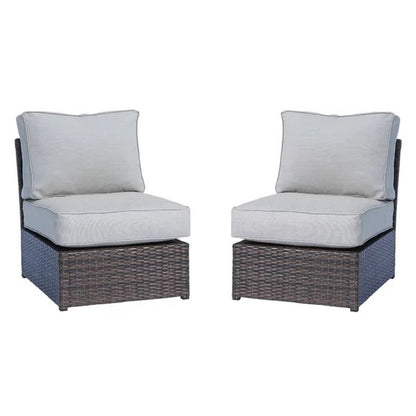 2 Person Seating Set With Cushions - Brown / Gray