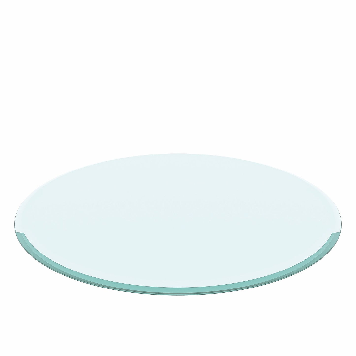 Round Tempered Glass Table Top Clear Glass, Thick Beveled Polished Edge - Black