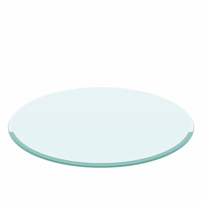 Round Tempered Glass Table Top Clear Glass, Thick Beveled Polished Edge - Black