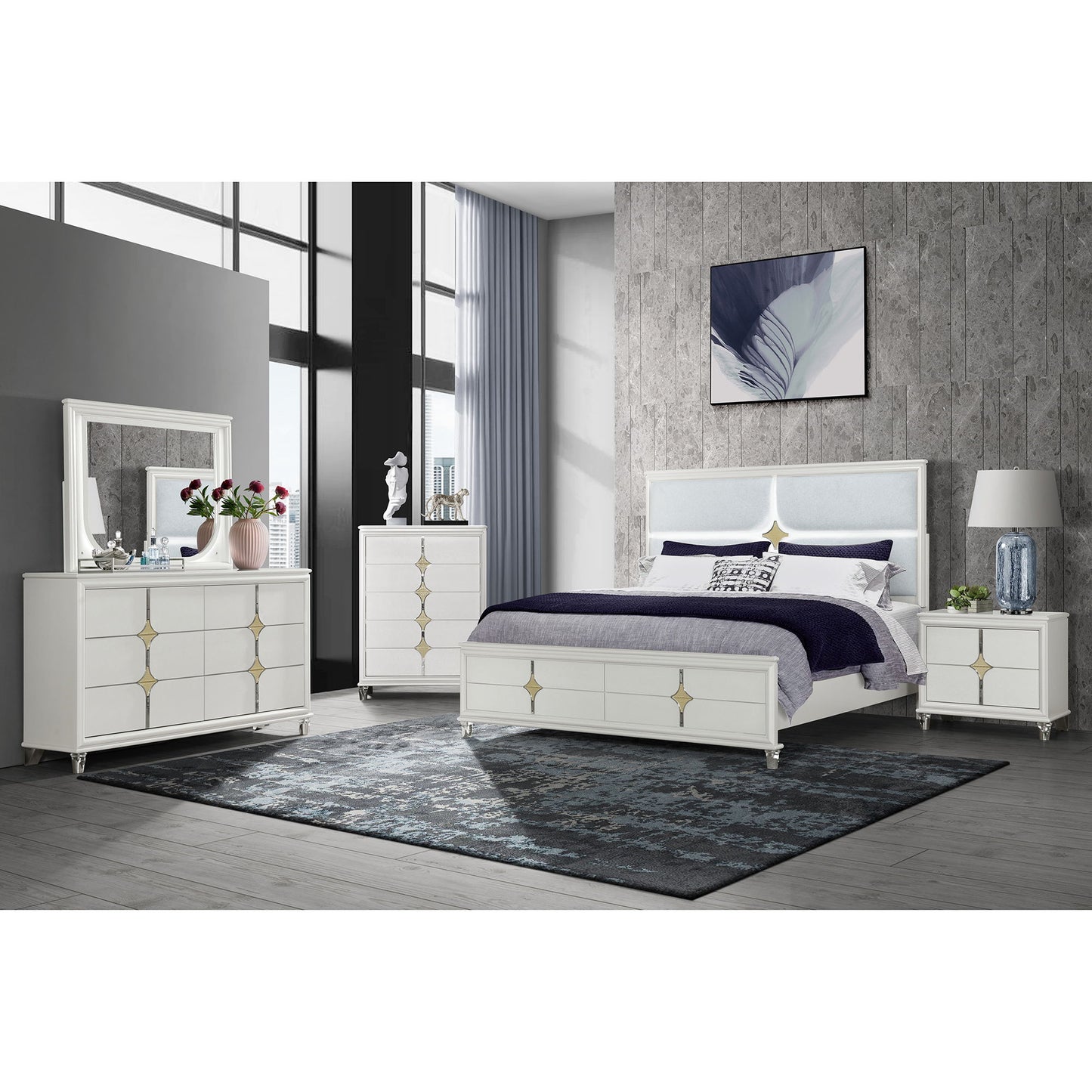 Uriuni - Large Scale Mirror With LED Light - Off White