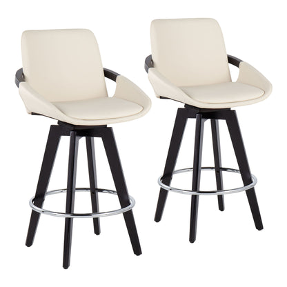 Cosmo - Contemporary Fixed Height Counter Stool With Swivel And Round Footrest (Set of 2)