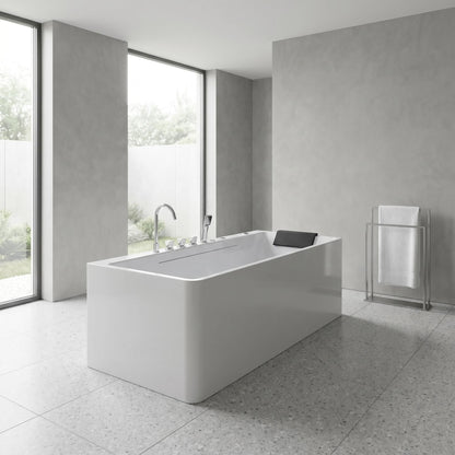 Xavier - Single Massage Bathtub, Equipped With Gfci Plug And Ul Certified Water Pump, Upc Certified Drain - Milk White