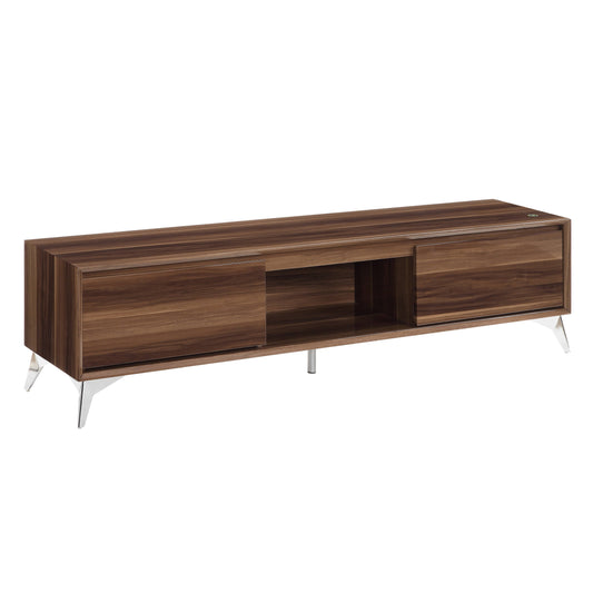 Raceloma - TV Stand (With LED) - Walnut / Chrome