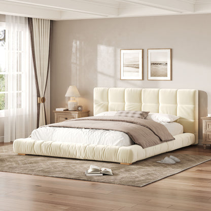Upholstered Platform Bed Frame With Tufted Headboard
