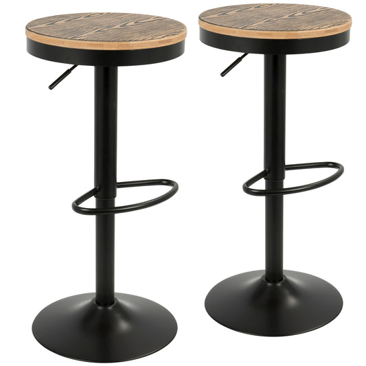 Dakota - Industrial Adjustable Barstool With Swivel (Set of 2) - Black / Brown / Grain