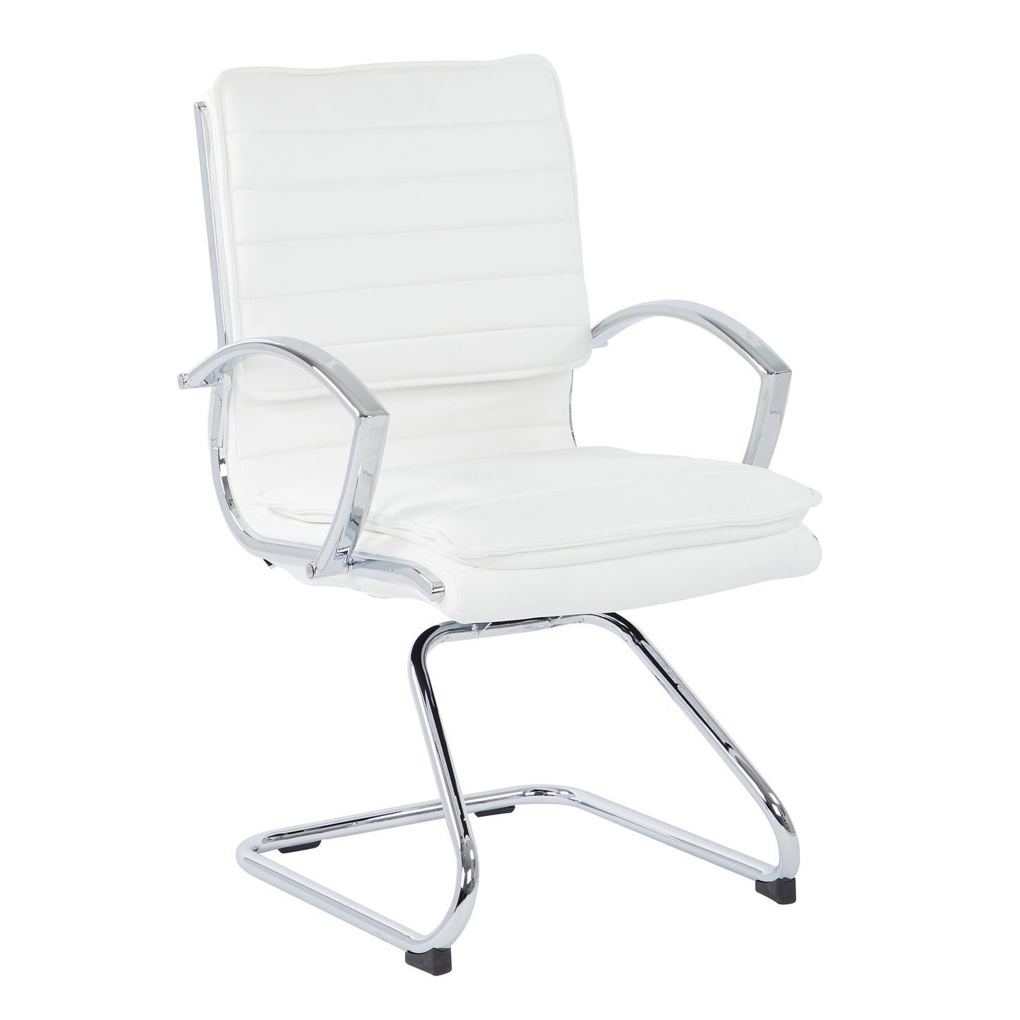 Guest Faux Leather Chair in White with Chrome Base