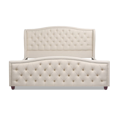 Fontana - Queen Wingback Upholstered Platform Bed Frame