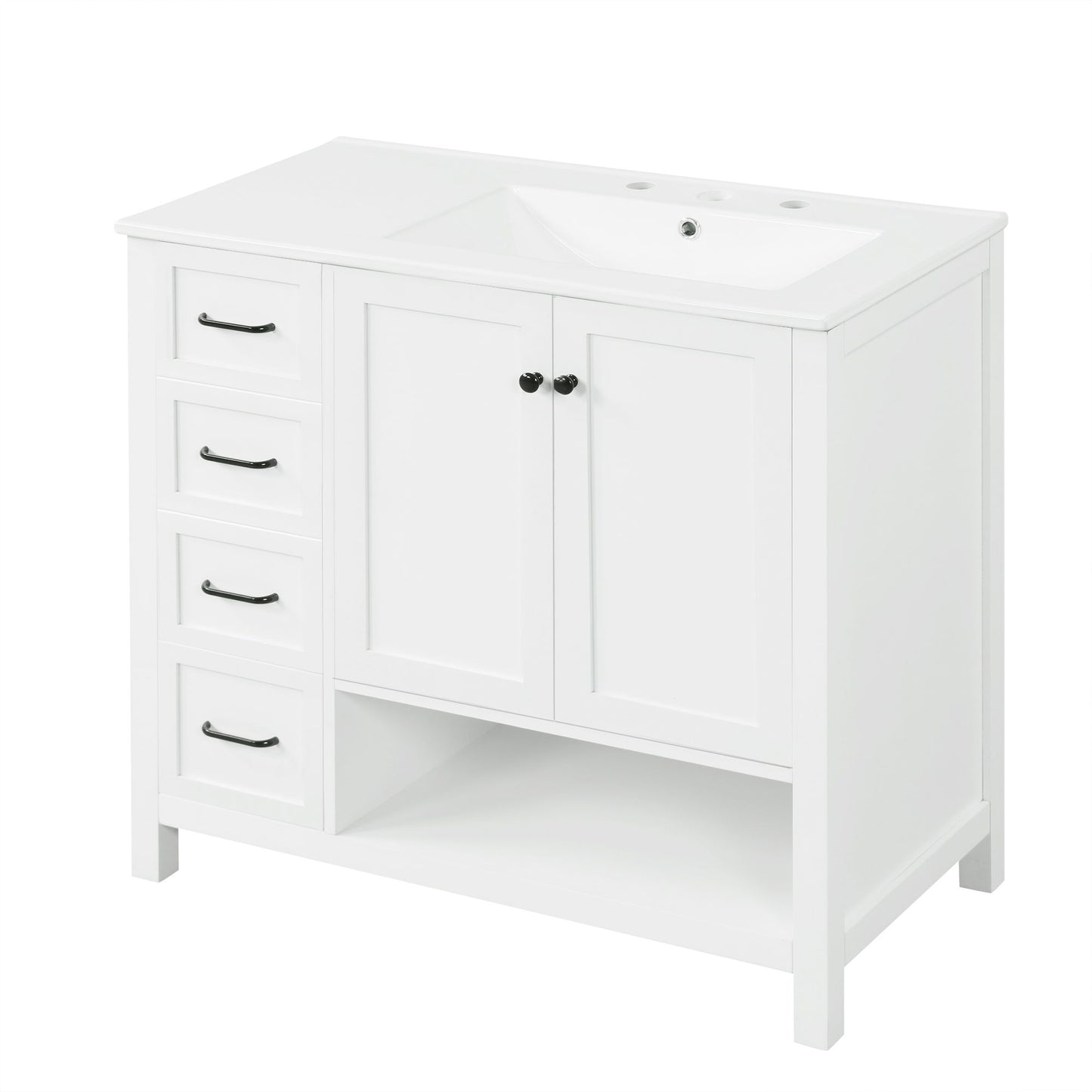 Modern Bathroom Vanity With Sink Top, 2 Doors And 2 Drawers