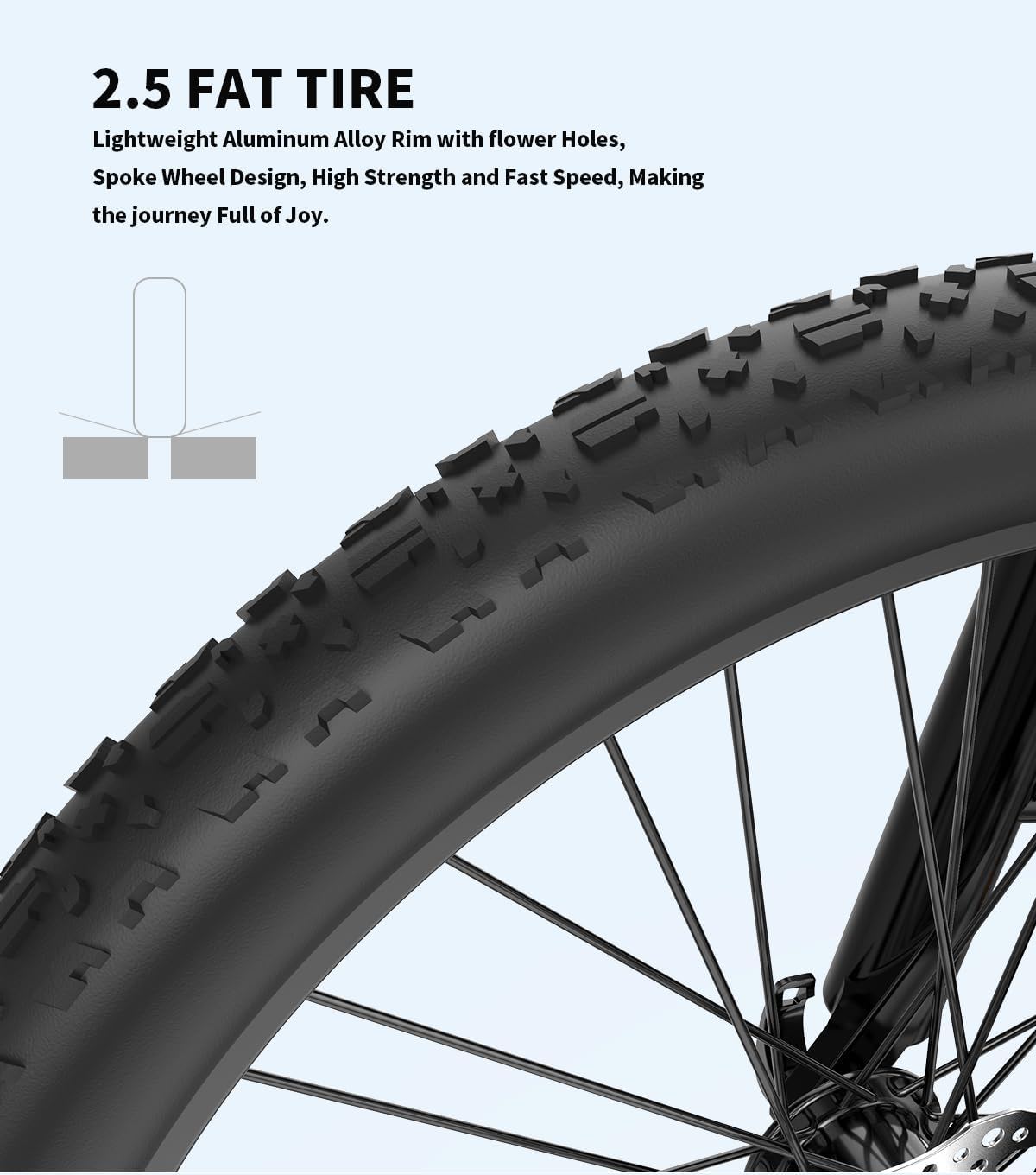 Electric Bicycle 500W Motor 26" Fat Tire With 48V / 15Ah Li - Battery S05 - Black
