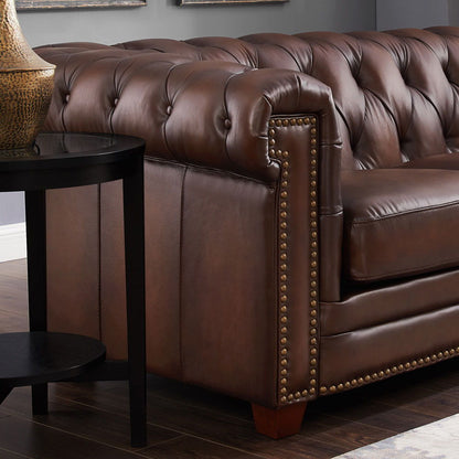 Stanwood - Leather Loveseat - Caramel