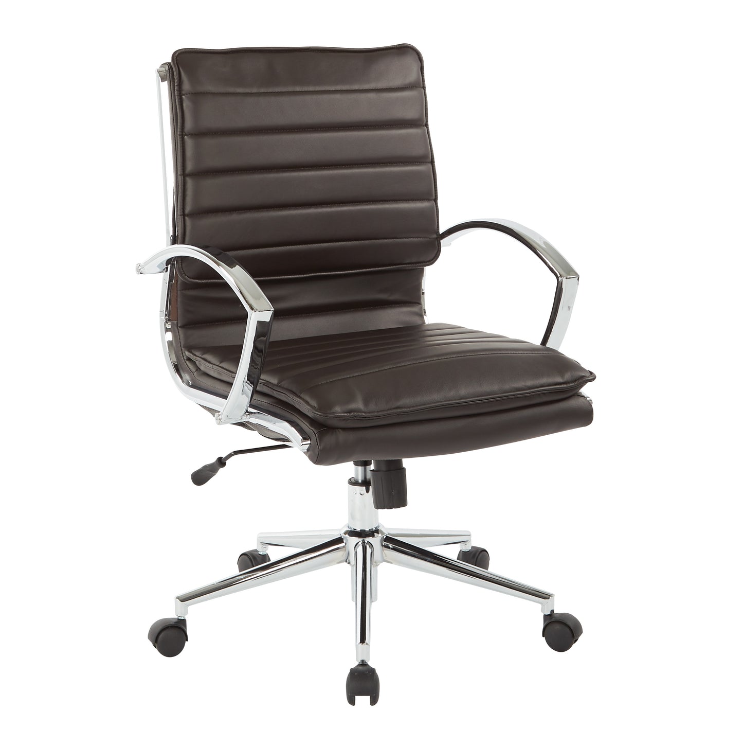 Mid Back Manager's Faux Leather Chair in Espresso with Chrome Base