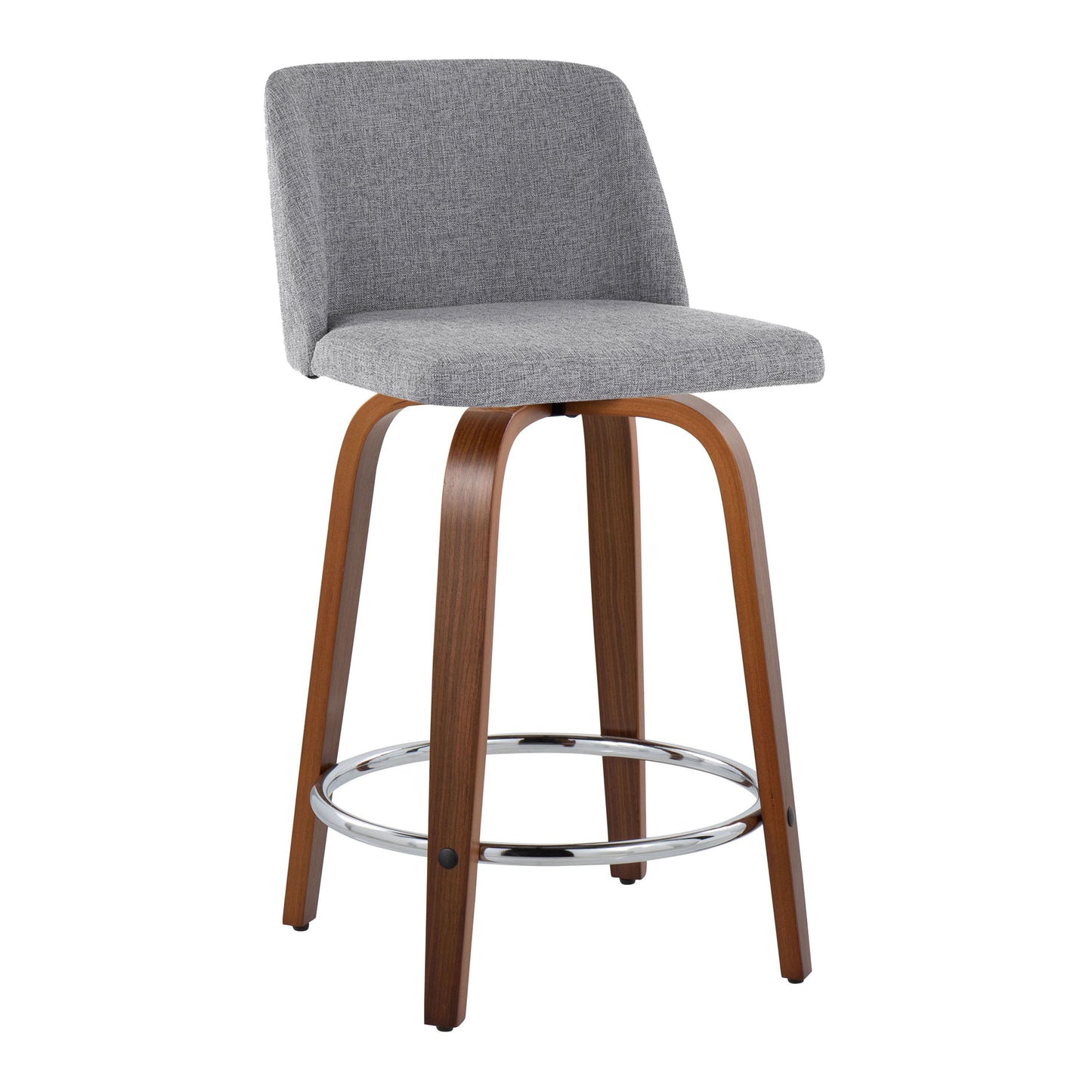 Toriano - Mid Century Modern Fixed Height Counter Stool With Swivel With Round Footrest (Set of 2)