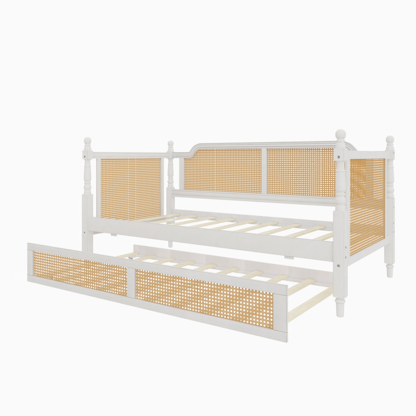 Traditional Style Rattan Daybed, No Box Spring Needed