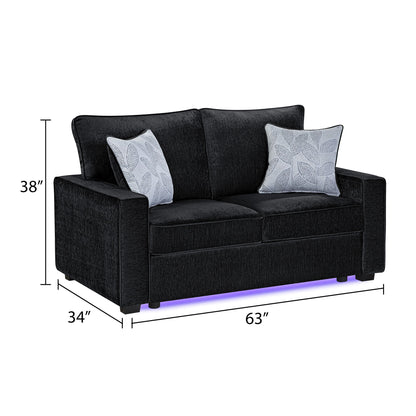 Rita - Loveseat, LED Base Lighting, Cushions And 2 Accent Pillows