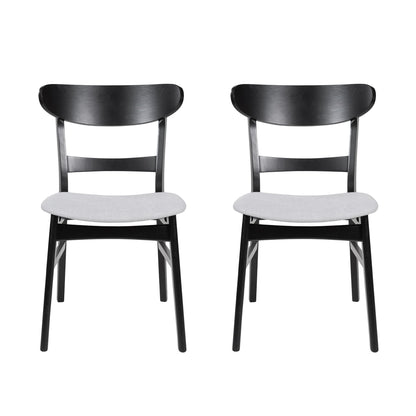 Dining Chairs With Upholstered Seat (Set of 2) - Black / Light Beige