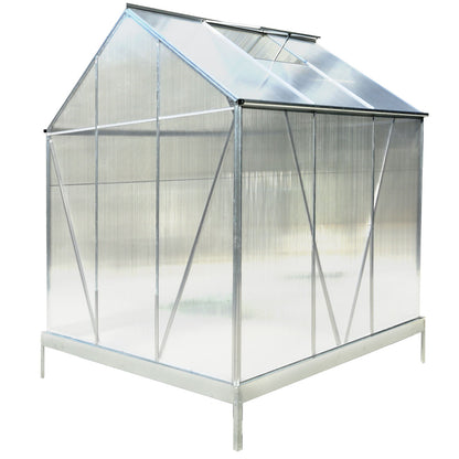 Polycarbonate Greenhouse, Heavy Duty Outdoor Aluminum Walk-In Green House Kit With Rain Gutter, Vent And Door For Backyard Garden