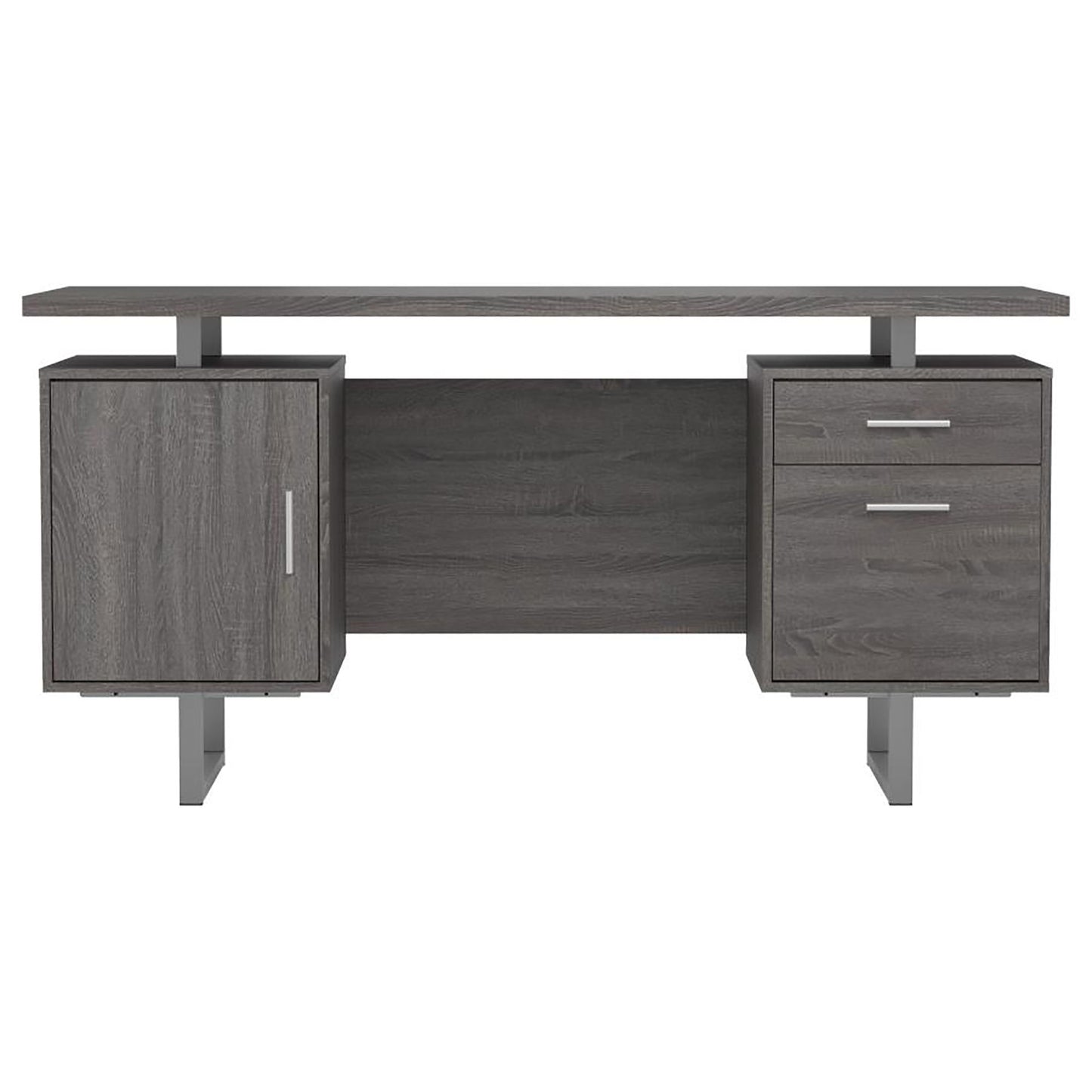 2 Drawer Floating Top Office Desk, Storage Features - Gray
