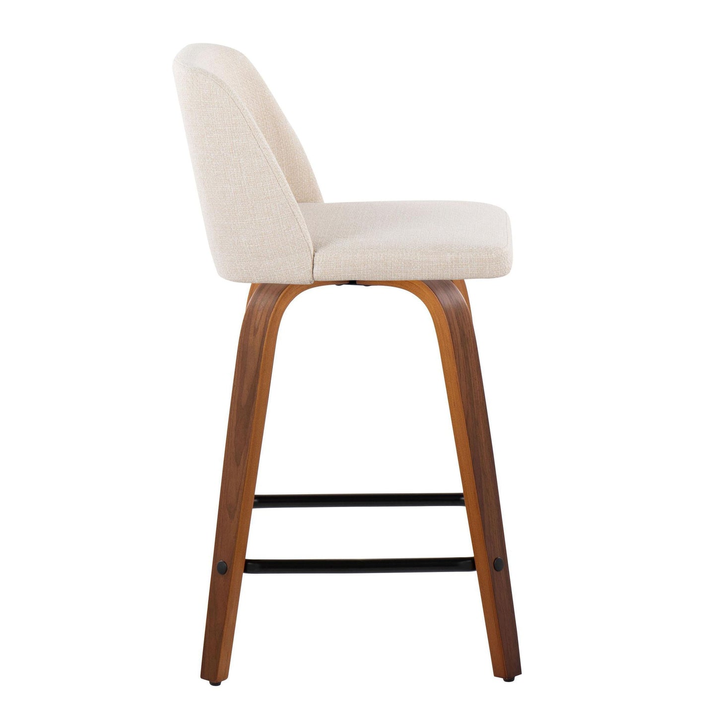 Toriano - Mid Century Modern Fixed Height Counter Stool With Swivel & Square Footrest (Set of 2)