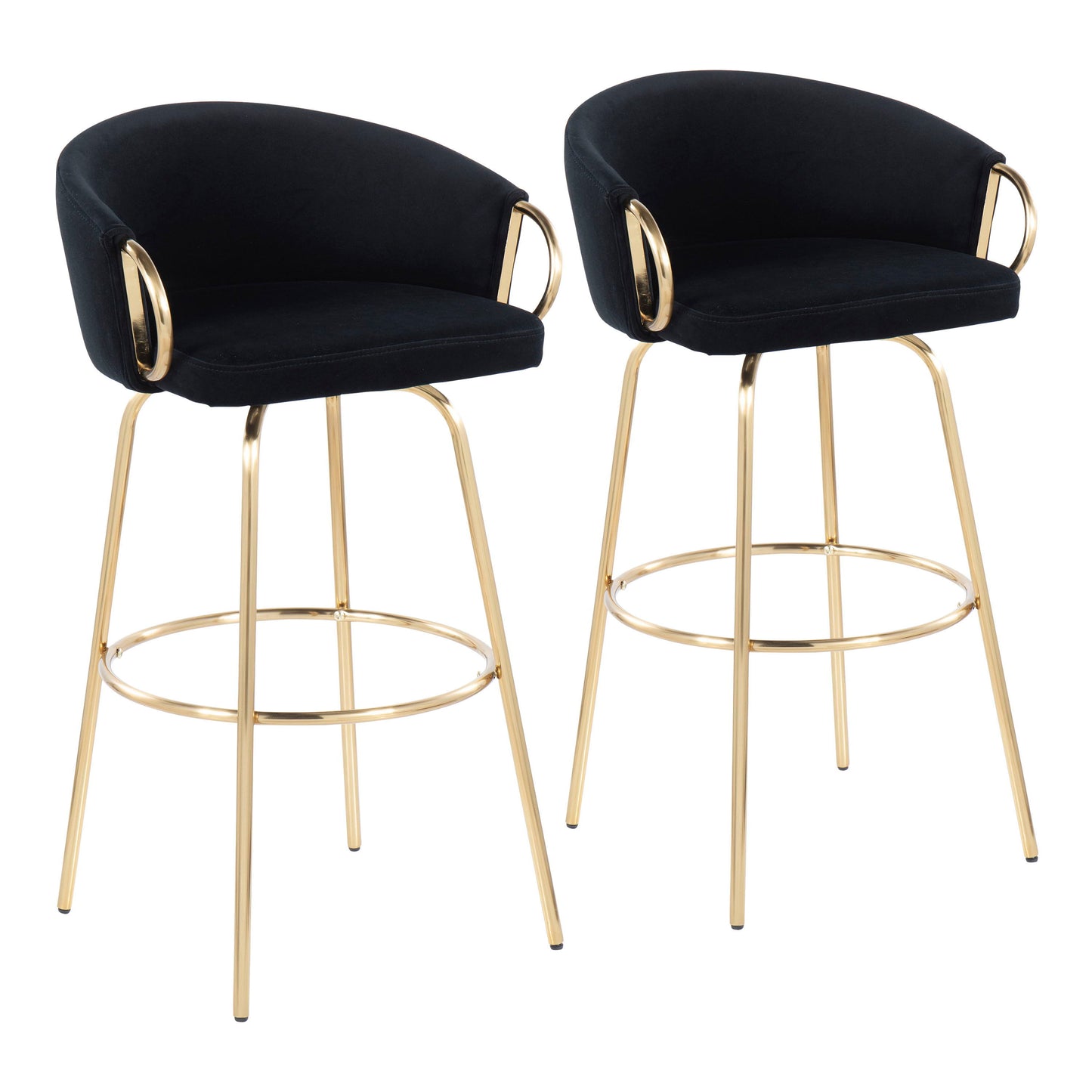 Claire - Contemporary / Glam Fixed Height Bar Stool (Set of 2) Round Footrest (Set of 2)