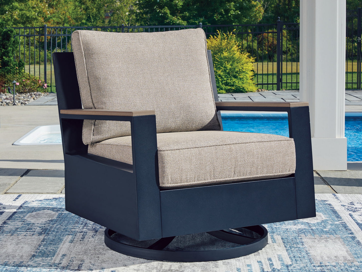 Mabry Shores - Swivel Glider Chair With Cushion - Blue