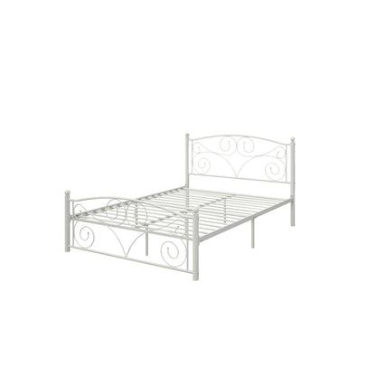 Full With Metal Frame Bed - White