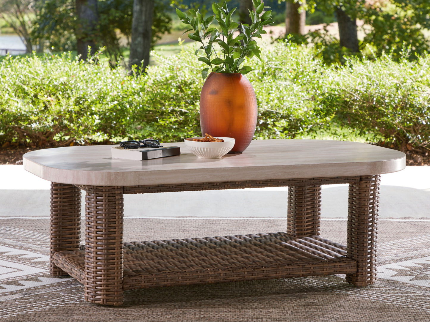 Angel Island - Rectangular Cocktail Table - Beige / Brown