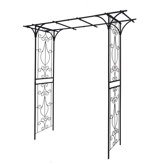 Metal Garden Arch Climbing Plants Support Rose Arch Outdoor - Black