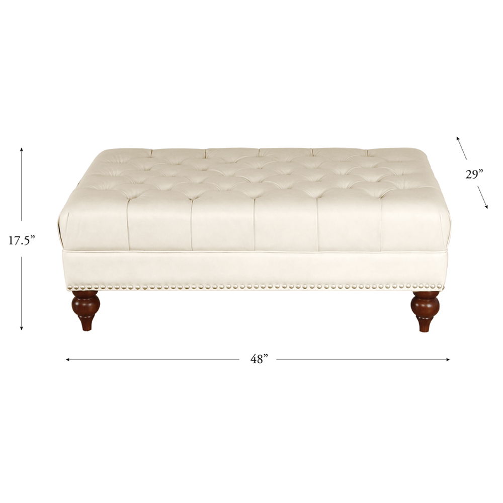 Aliso - Leather Ottoman - Cream White