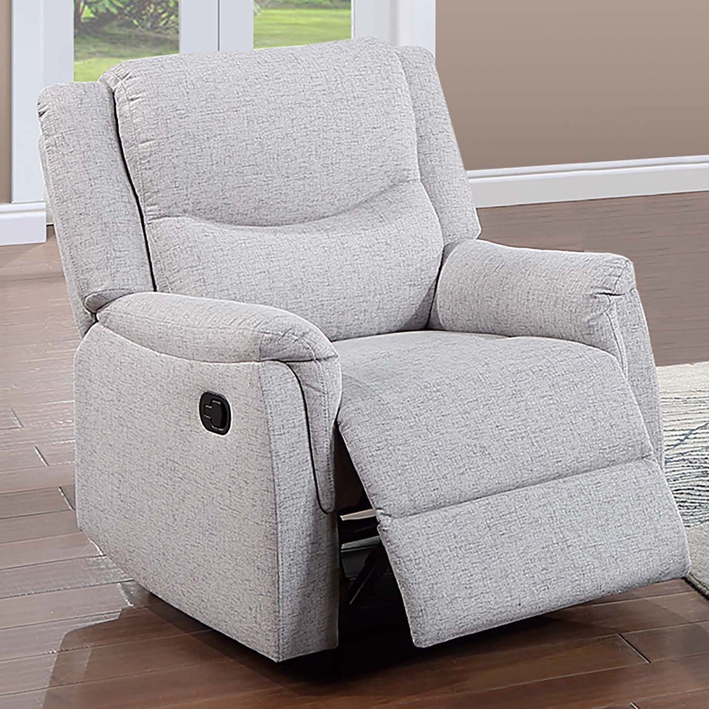 Manual Recliner With Upholstered Seat And Backrest Supportive Headrest