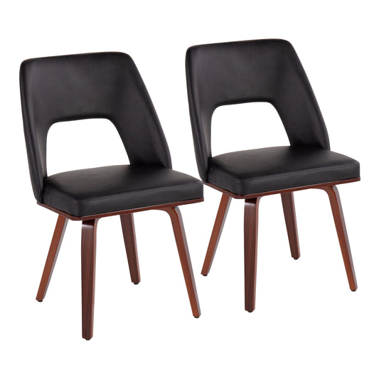 Triad - Mid-Century Modern Upholstered Chair (Set of 2) - Walnut / Black